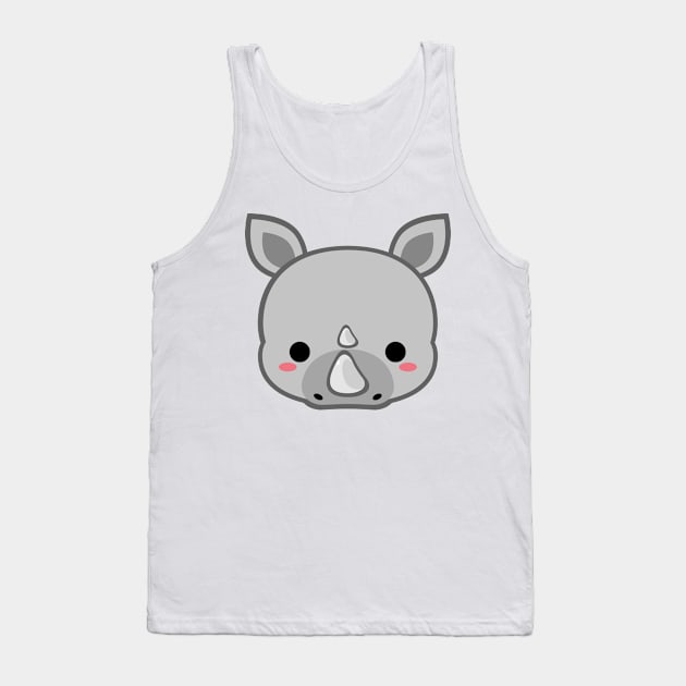 Cute White Rhino Tank Top by alien3287